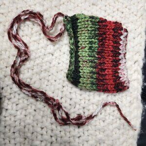 Red and Green striped bonnet/baby hat